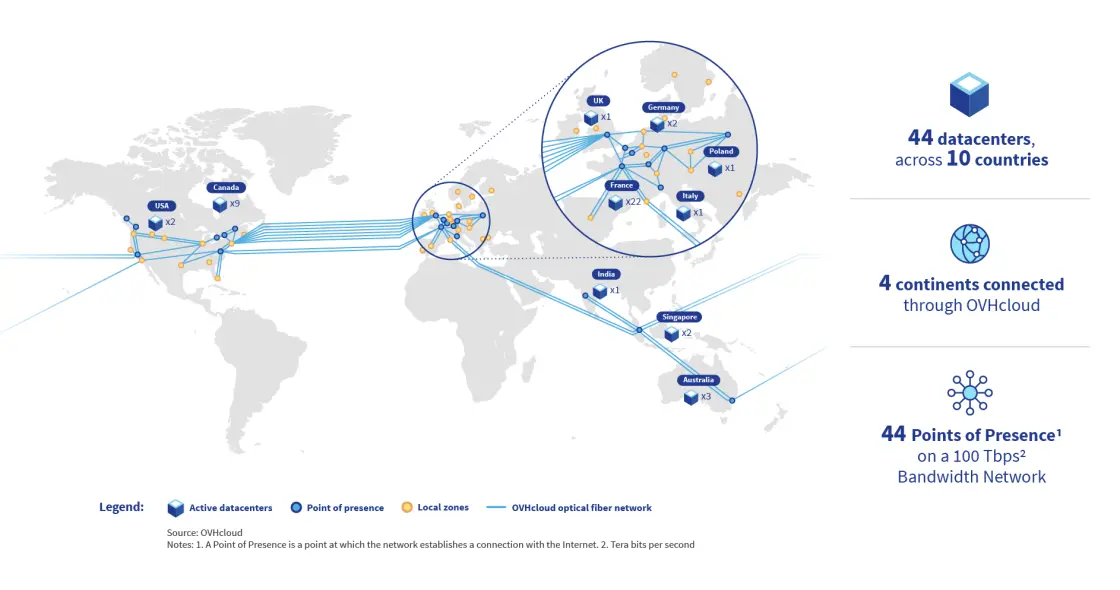 Carte datacenters OVHcloud